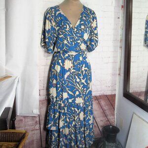 BOHEMIAN FAUX WRAP DRESS XL ELASTIC WAIST